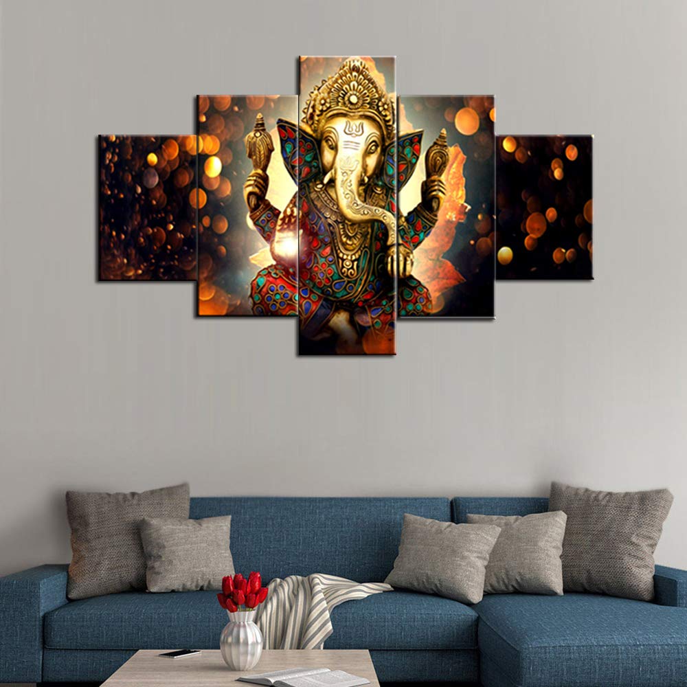置物 5-piece Ganesha multi-panel canvas art. Ganesha Paintings House Decorations Living Room 5 Pieces/Panel